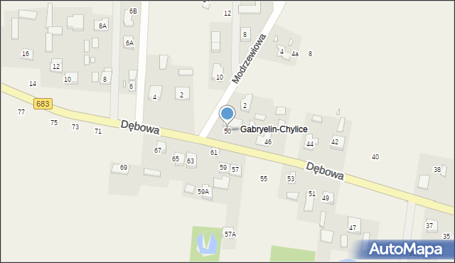 Gabryelin, Dębowa, 50, mapa Gabryelin