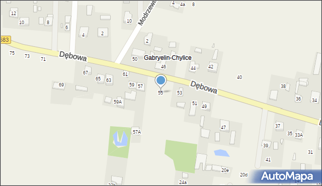 Gabryelin, Dębowa, 55, mapa Gabryelin