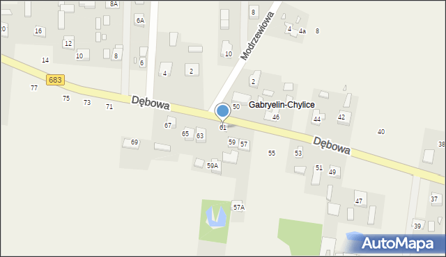 Gabryelin, Dębowa, 61, mapa Gabryelin