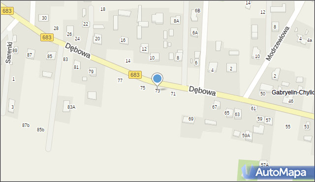 Gabryelin, Dębowa, 73, mapa Gabryelin