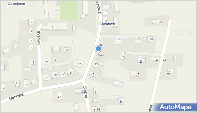 Galowice, Dębowa, 41, mapa Galowice