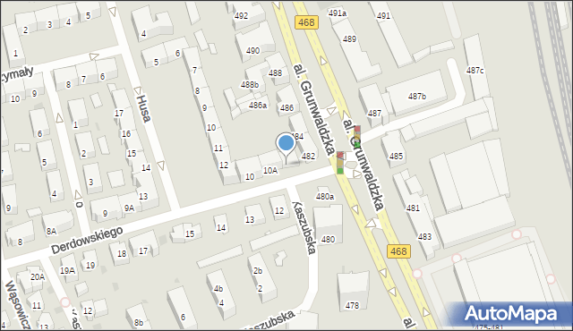 Gdańsk, Derdowskiego Jarosza Henryka, 10B, mapa Gdańska