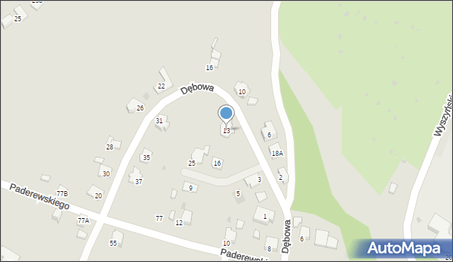 Gorlice, Dębowa, 13, mapa Gorlic