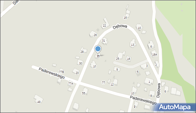 Gorlice, Dębowa, 35, mapa Gorlic