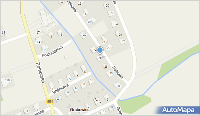 Grabowiec, Dębowa, 26, mapa Grabowiec