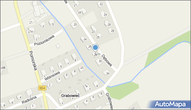 Grabowiec, Dębowa, 28, mapa Grabowiec