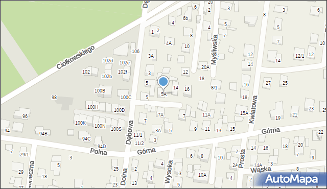 Grabówka, Dębowa, 5A, mapa Grabówka