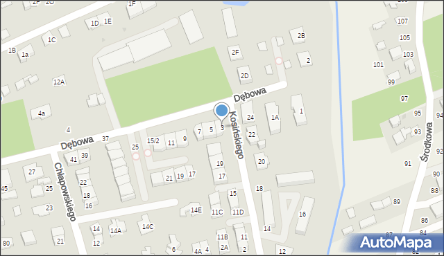 Grodzisk Mazowiecki, Dębowa, 3, mapa Grodzisk Mazowiecki