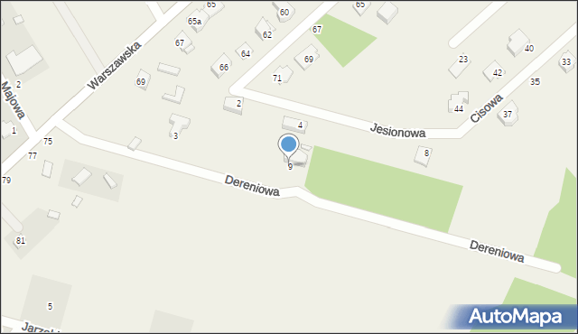 Hipolitów, Dereniowa, 9, mapa Hipolitów