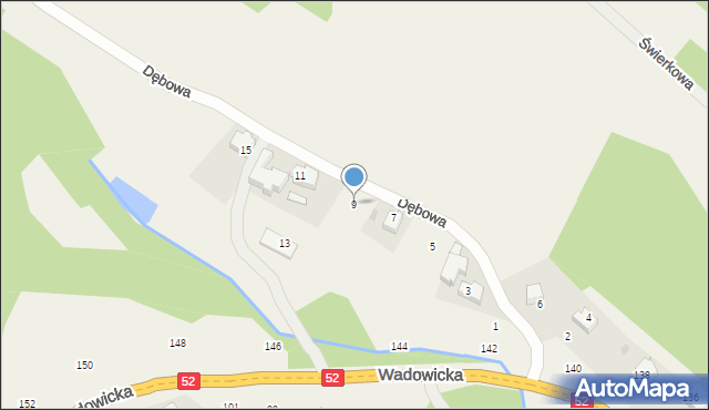 Izdebnik, Dębowa, 9, mapa Izdebnik