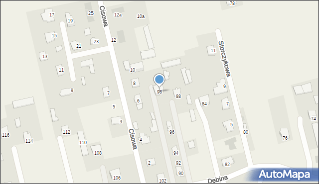 Jakubowice Konińskie, Dębina, 98, mapa Jakubowice Konińskie