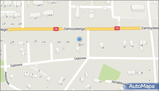 Janów Lubelski, Dębowa, 25, mapa Janów Lubelski