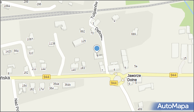 Jaworze, Dębowa, 5, mapa Jaworze