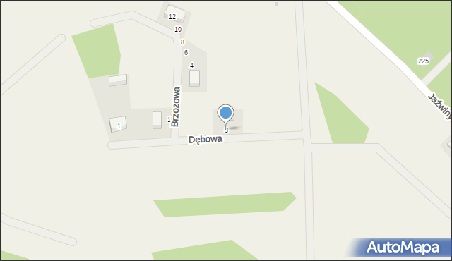 Jaźwiny, Dębowa, 3, mapa Jaźwiny