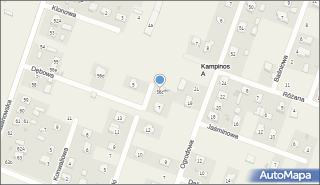 Kampinos A, Dębowa, 56c, mapa Kampinos A