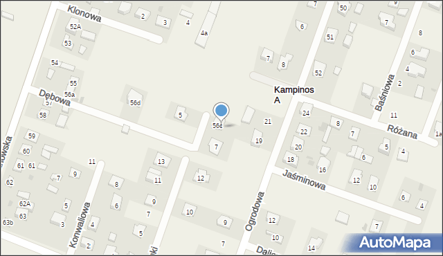 Kampinos A, Dębowa, 6, mapa Kampinos A