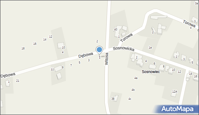 Kaniów, Dębowa, 1, mapa Kaniów