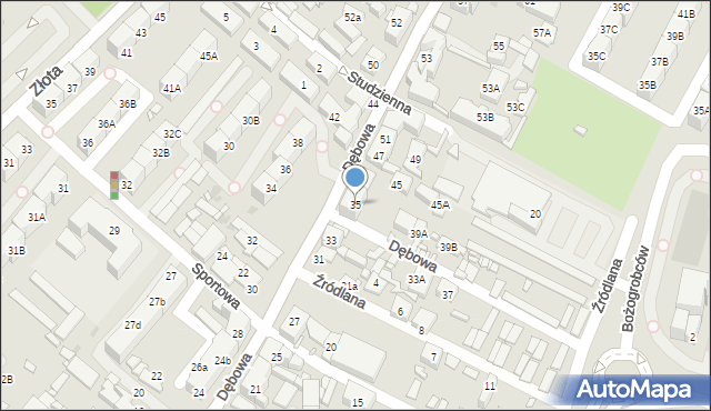 Katowice, Dębowa, 35, mapa Katowic