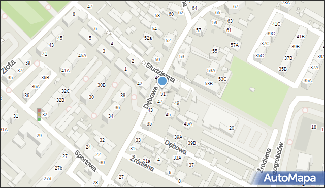 Katowice, Dębowa, 51, mapa Katowic