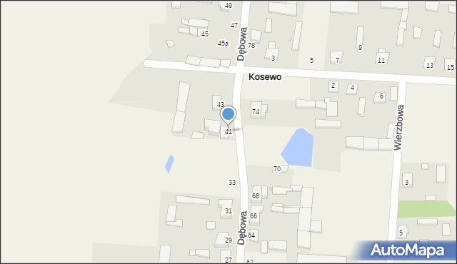 Kosewo, Dębowa, 41, mapa Kosewo