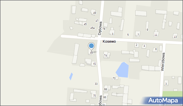 Kosewo, Dębowa, 43, mapa Kosewo