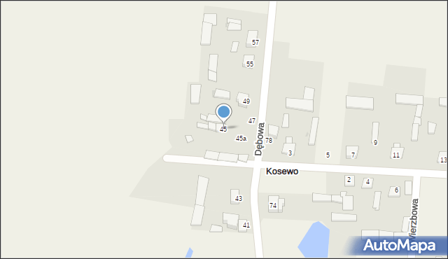 Kosewo, Dębowa, 45, mapa Kosewo