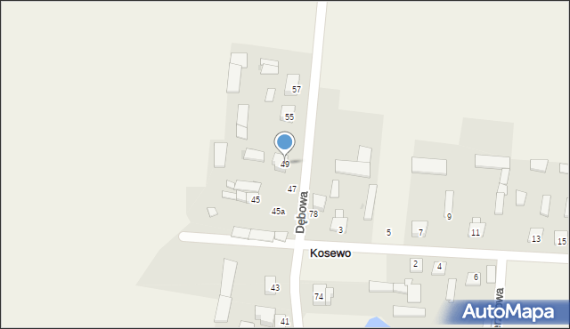 Kosewo, Dębowa, 49, mapa Kosewo