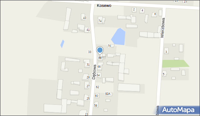 Kosewo, Dębowa, 68, mapa Kosewo