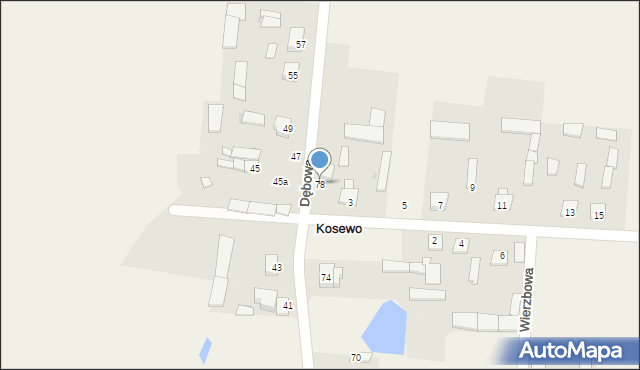 Kosewo, Dębowa, 78, mapa Kosewo