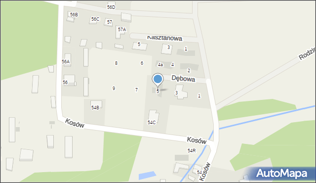 Kosów, Dębowa, 5, mapa Kosów