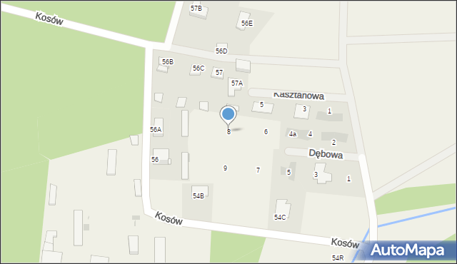 Kosów, Dębowa, 8, mapa Kosów