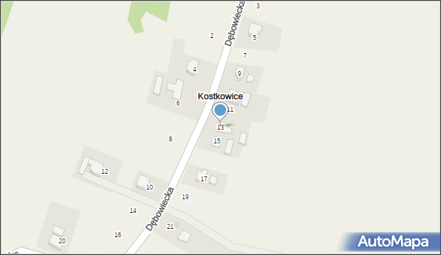 Kostkowice, Dębowiecka, 13, mapa Kostkowice