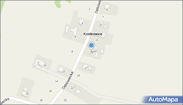 Kostkowice, Dębowiecka, 15, mapa Kostkowice