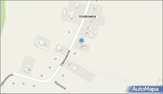 Kostkowice, Dębowiecka, 17, mapa Kostkowice