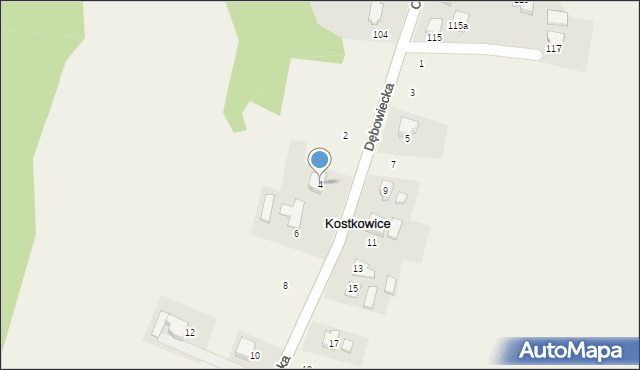 Kostkowice, Dębowiecka, 4, mapa Kostkowice