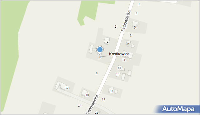 Kostkowice, Dębowiecka, 6, mapa Kostkowice