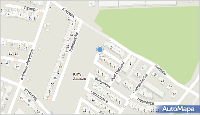 Kraków, Dęboroga, 11, mapa Krakowa