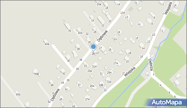 Krosno, Dębowa, 29, mapa Krosna