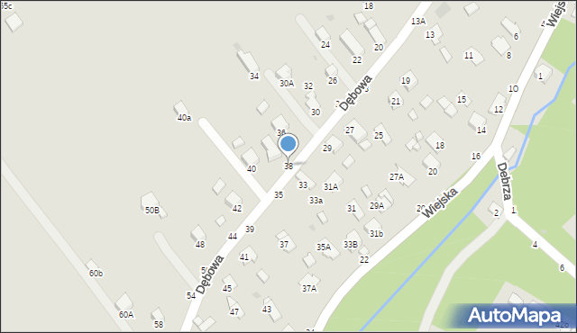 Krosno, Dębowa, 38, mapa Krosna