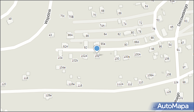 Krosno, Decowskiego Stanisława, ks., 102, mapa Krosna