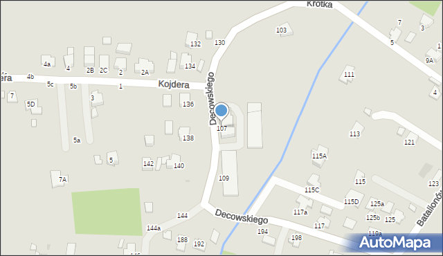 Krosno, Decowskiego Stanisława, ks., 107, mapa Krosna