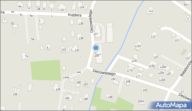 Krosno, Decowskiego Stanisława, ks., 109, mapa Krosna