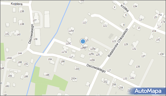 Krosno, Decowskiego Stanisława, ks., 115D, mapa Krosna
