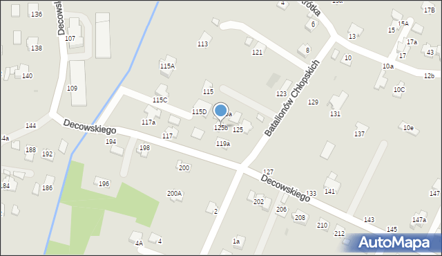 Krosno, Decowskiego Stanisława, ks., 125b, mapa Krosna