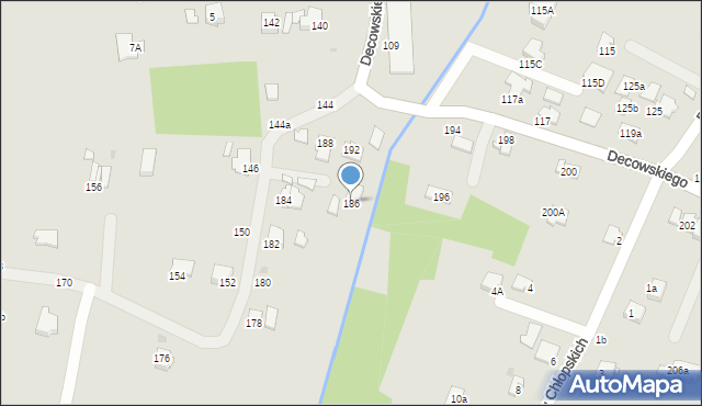 Krosno, Decowskiego Stanisława, ks., 186, mapa Krosna