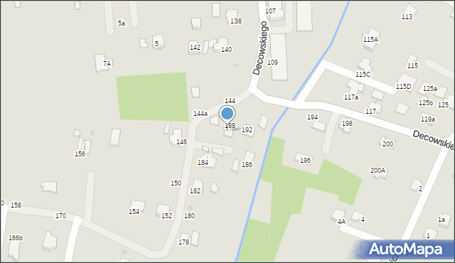 Krosno, Decowskiego Stanisława, ks., 190, mapa Krosna