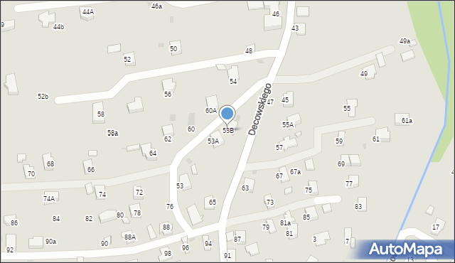 Krosno, Decowskiego Stanisława, ks., 53B, mapa Krosna