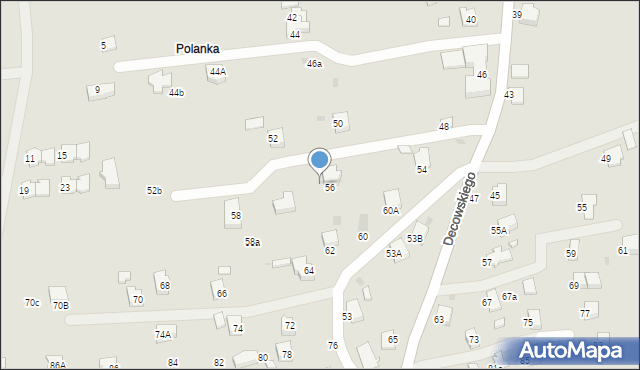 Krosno, Decowskiego Stanisława, ks., 56a, mapa Krosna