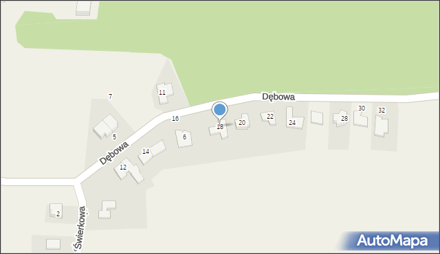 Krzyżowice, Dębowa, 18, mapa Krzyżowice