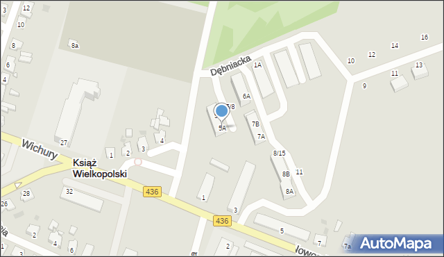 Książ Wielkopolski, Dębniacka, 5A, mapa Książ Wielkopolski